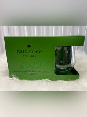Kate Spade ♠️ Larabee Dot Stemless Wine Glasses {set of 4} - Polka Dot